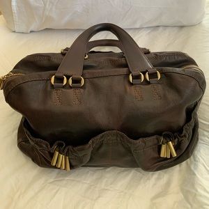 Brown leather Donna Karan tote.